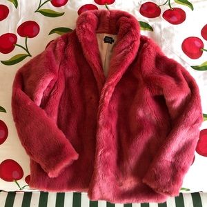 New Volcom for Anthropologie Pink faux fur coat